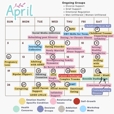 Browse all groups starting in April 2026.